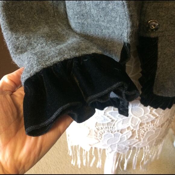 NWT Vintage Dressbarn grey jacket w faux fur & black velvet collar size medium - Picture 6 of 8